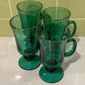 Vintage MCM Teardrop Juniper Libbey Coffee / Latte Mugs with Gold Rim (4)